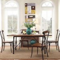 美式家具铁艺餐厅桌椅组合实木件套 工作台办公桌 长桌饭桌实木桌
